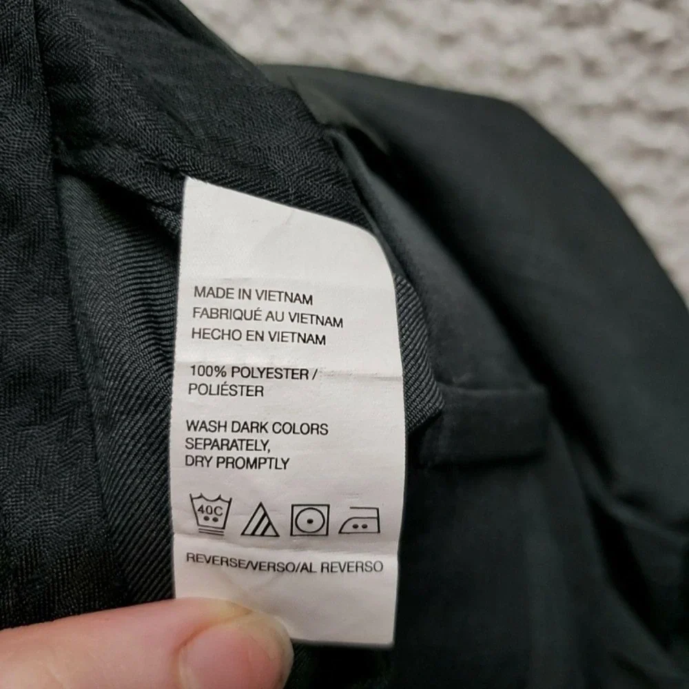 Van Heusen Dress Pants Mens 46x30 Black Herringbone Classic Fit Polyester Slacks